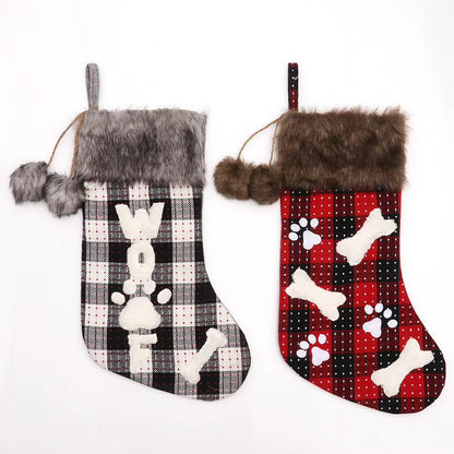 2PCS Set Christmas Stockings with Fur Trim