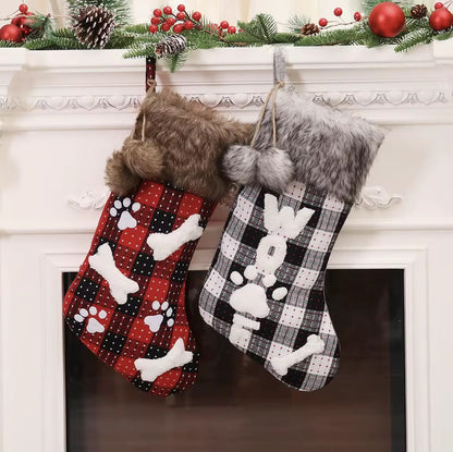 2PCS Set Christmas Stockings with Fur Trim
