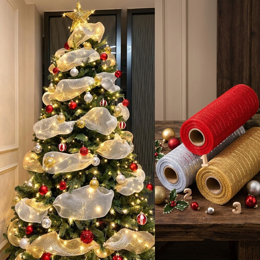 10 Metres Christmas Tree  Mesh Ribbon Decorative Ribbon