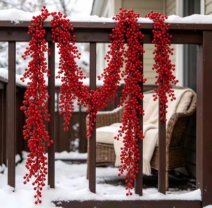 1.8M Artificial Christmas Red Berry Garland Staircase Wreath Fireplace Decor Garland