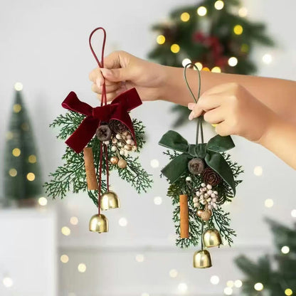 Christmas Bell and Velvet Bow Door Hanging Decoration