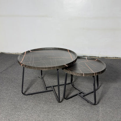 Set of 2 Black Round Nesting Coffee Table