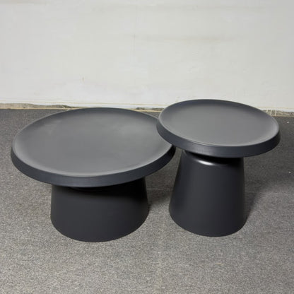 Set of 2 Black Round Nesting Coffee Table