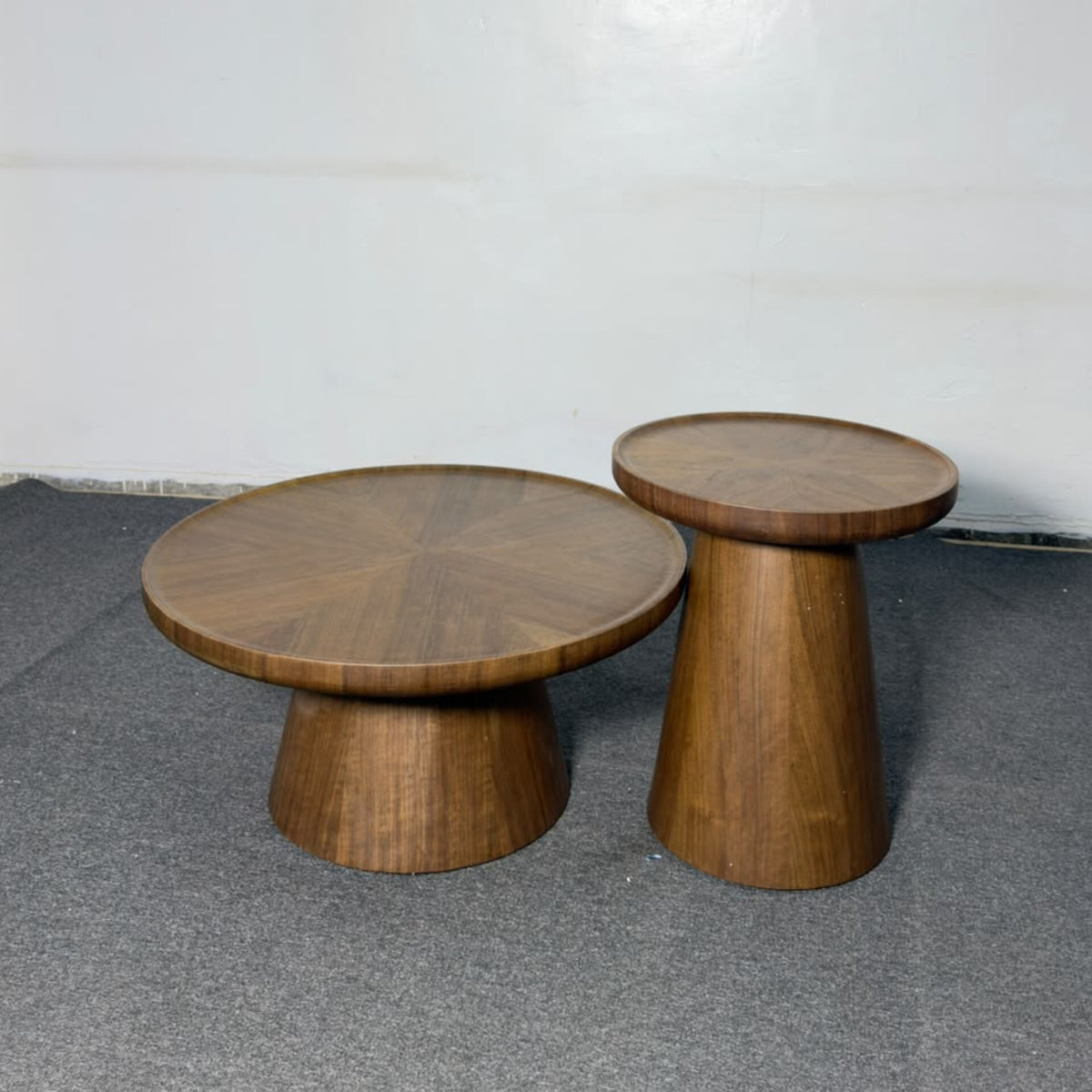 2 in 1 Walnut Wooden Nesting Coffee Table Set