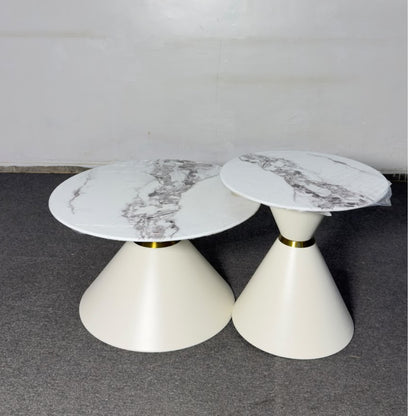 2 in 1  White  Marble and Gold Nesting  Coffee Table