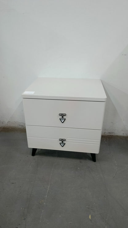 2 Drawer White Bedside Cabinet