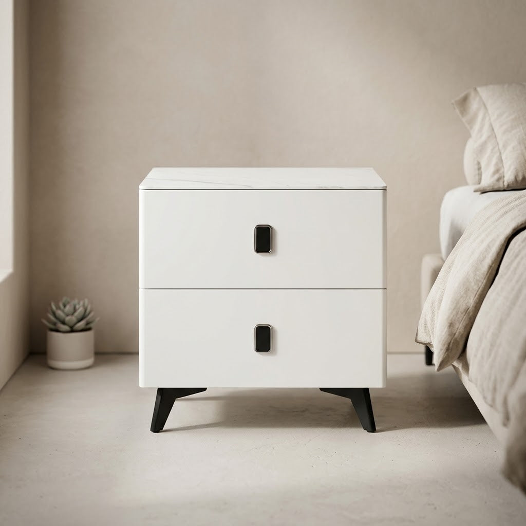 White Marble Top Bedside Cabinet