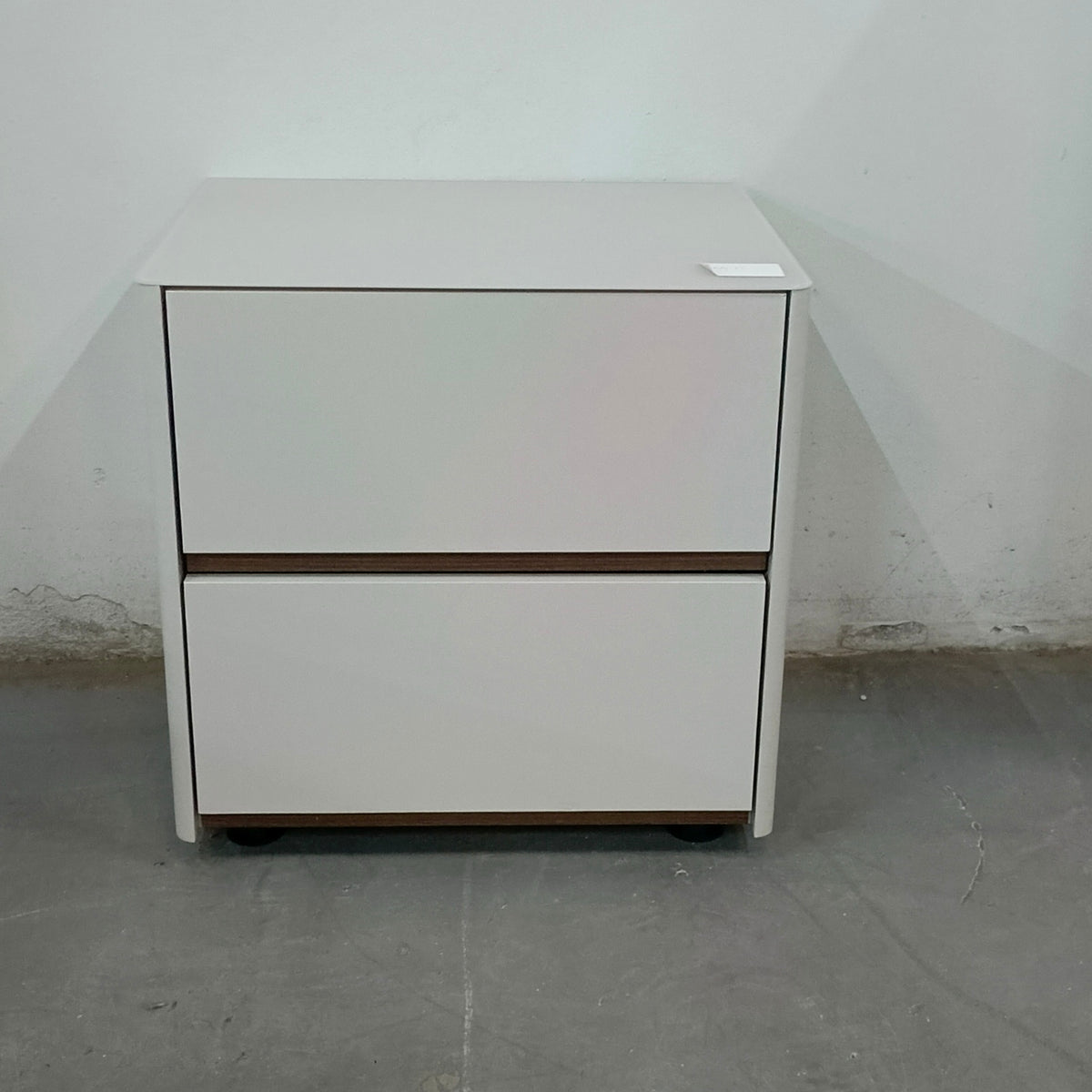 White Bedside Cabinet with Natural Wood Accent