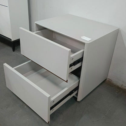 White Bedside Cabinet with Natural Wood Accent