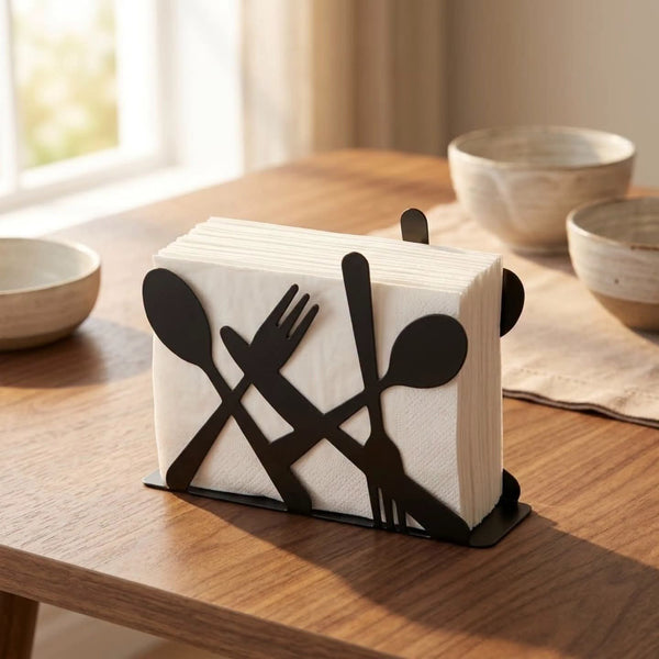 Metallic Cutlery Design Napkin Holder