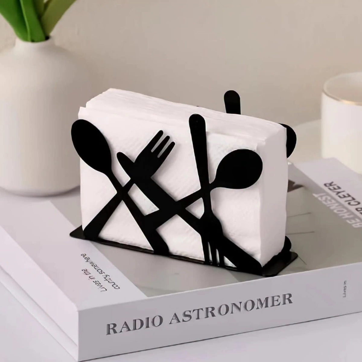 Metallic Cutlery Design Napkin Holder