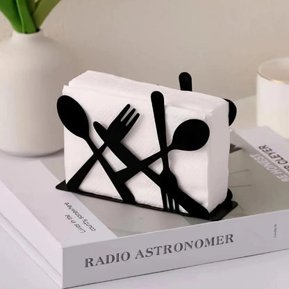 Metallic Cutlery Design Napkin Holder