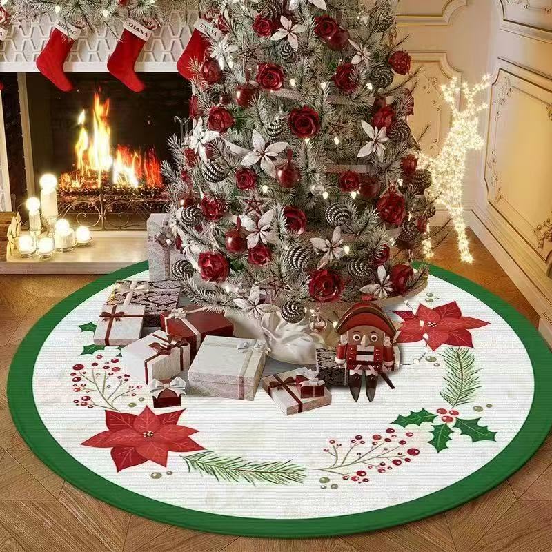 100Cm Christmas Tree Skirt Round Decorative Floor Mat