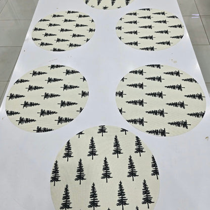 6Pcs White Christmas Tree Round Placemats