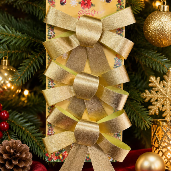 6Pcs Gold Bow Tie Ornaments Set