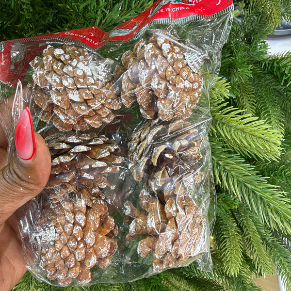 12Pcs Frosted Pine Cone Christmas Ornament Set