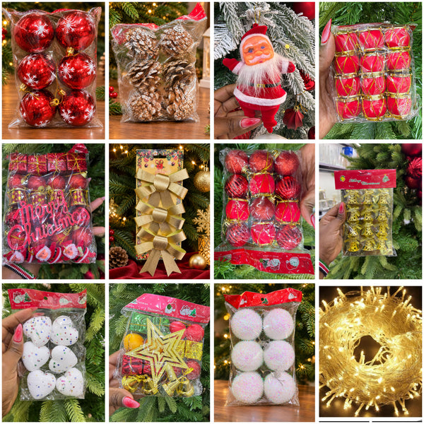 Complete Christmas Tree Decoration Package with String Lights