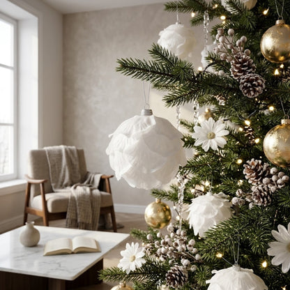 4Pcs White Foam Christmas Ornaments |10 cm|
