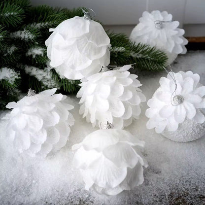 4Pcs White Foam Christmas Ornaments |10 cm|