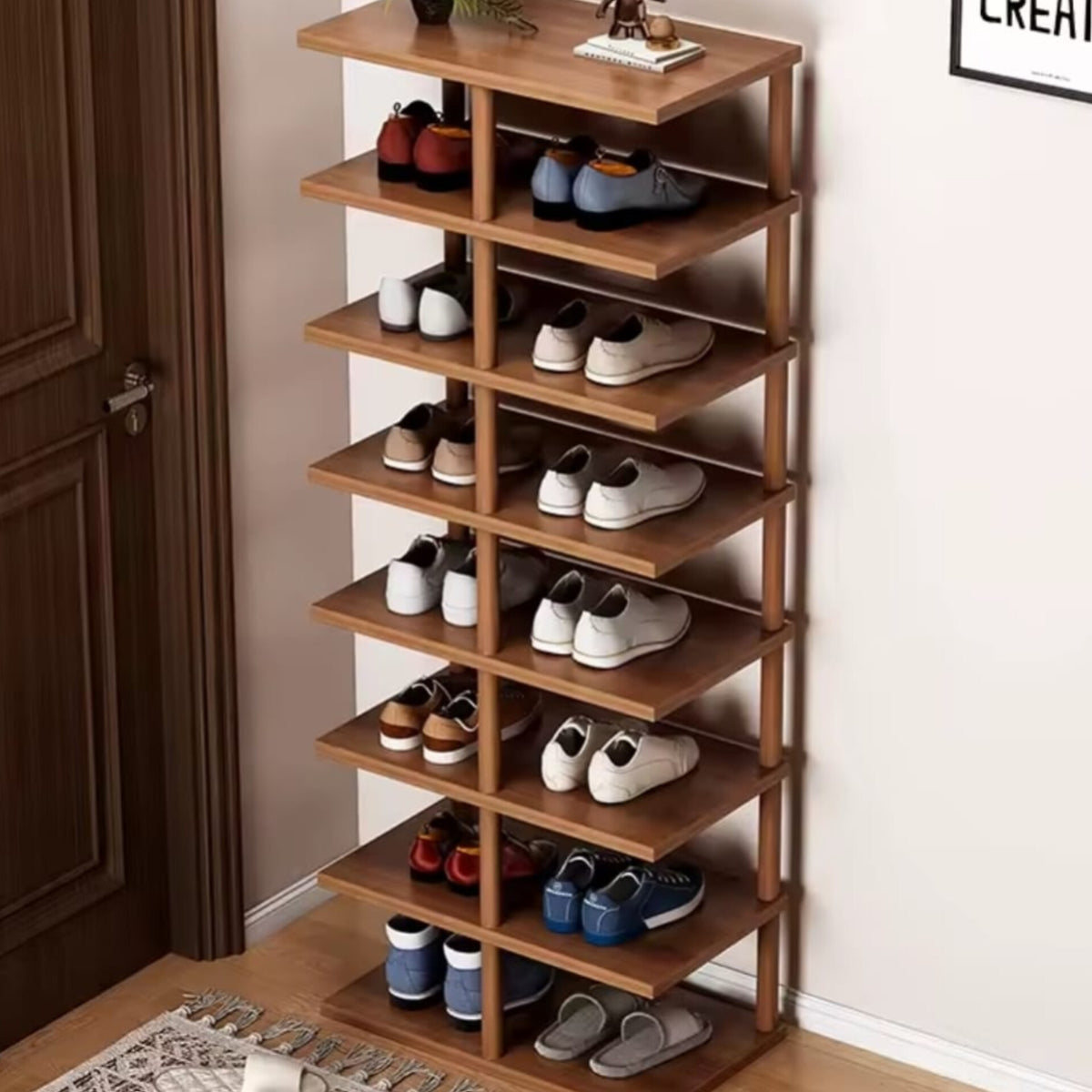 8 Tier Multi Layer Entryway Wooden Shoe Rack Gha