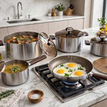 10Pcs Stainless Steel Cookware Set