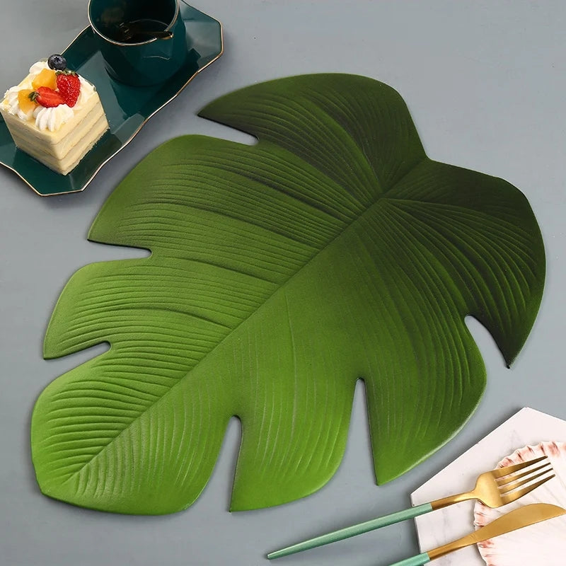 6 pc Green Leaf Table Mats