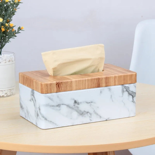 Marble PU Leather Tissue Box