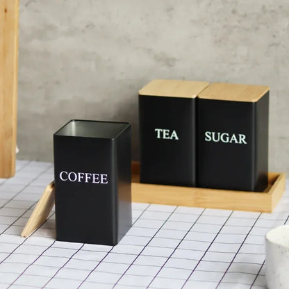 Set of 3 coffee sugar tea connisters