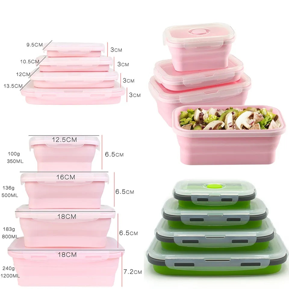 4pcs Collapsible Silicone Food Container