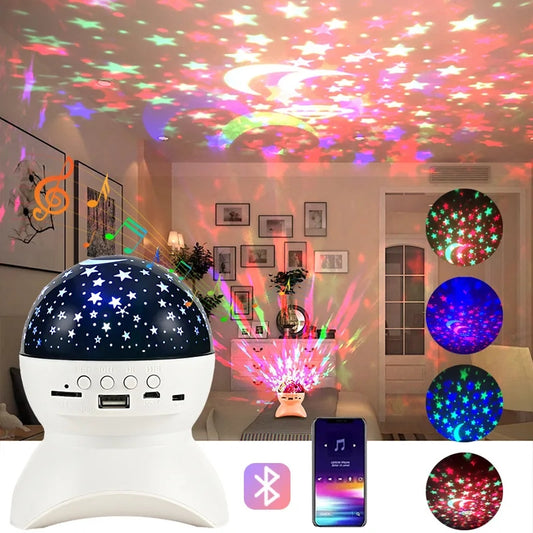 Bluetooth speaker with colourful sky light star projector light