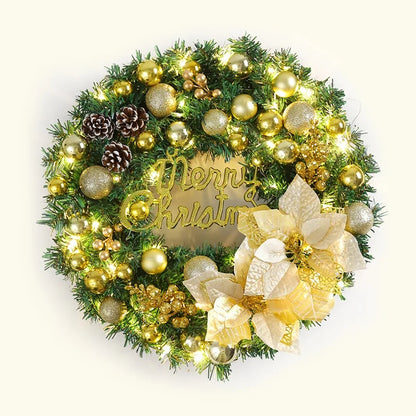 40cm Christmas Door Wreath Decor with Lighting