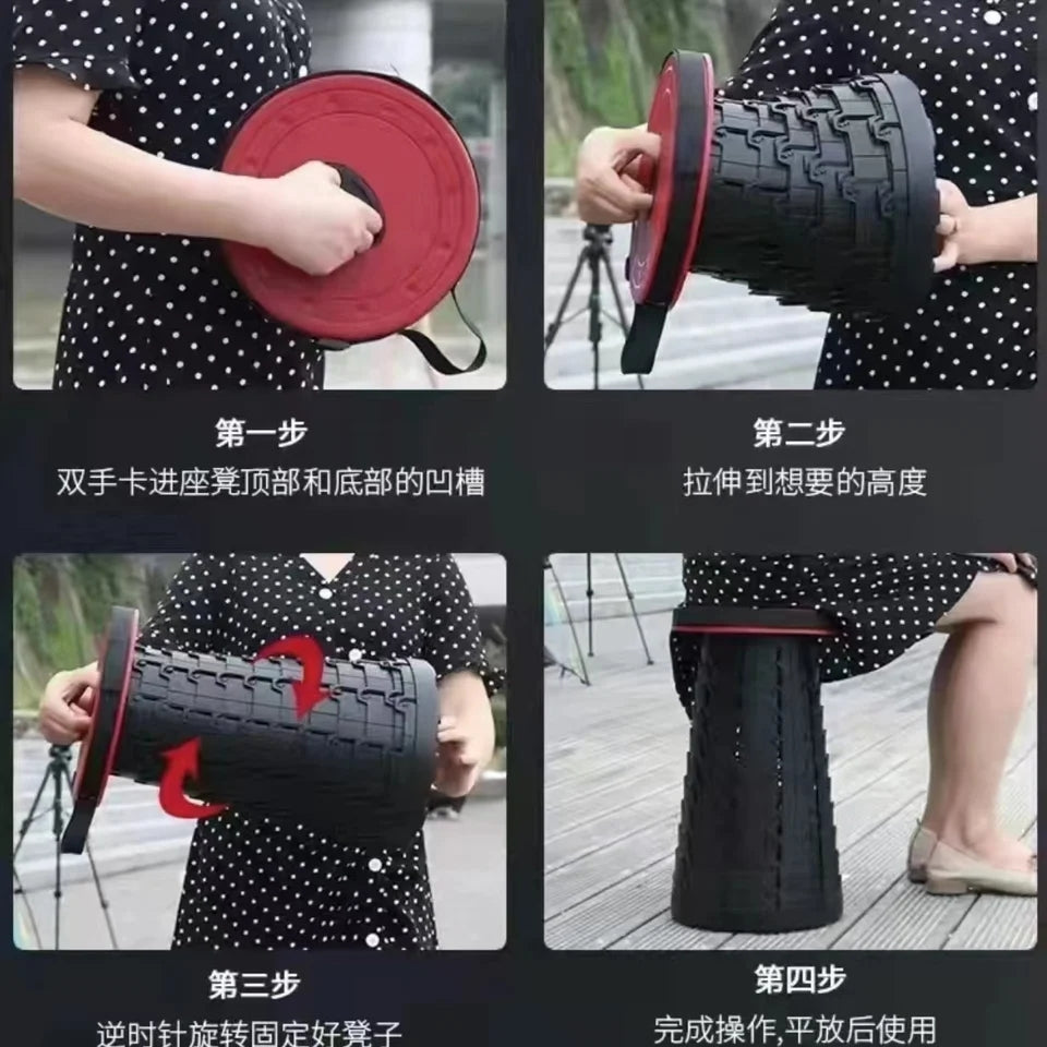 Portable retractable folding stool