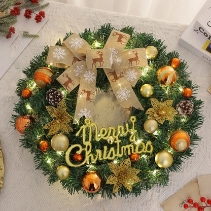 40cm Christmas Door Wreath Decor with Lighting