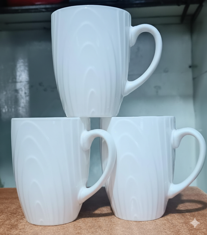 6Pc Textured White Ceramic Mug