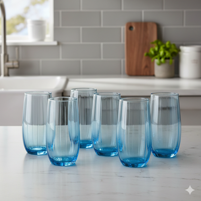 6 pc 510ml Blue Outline Tumbler