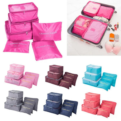 6pc Travel Suitcase Organizer