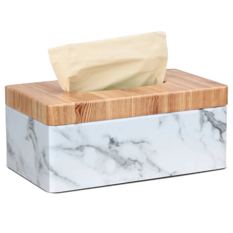 Marble PU Leather Tissue Box