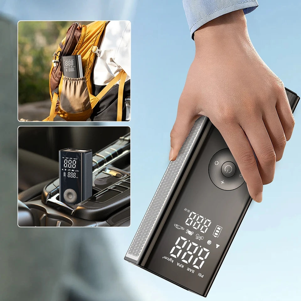 Cordless rechargeable car tyre inflator
