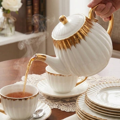 1L Gold Detail Porcelain Kettle