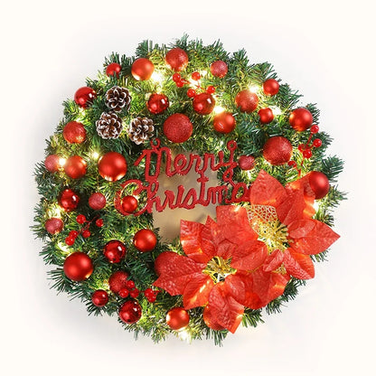 40cm Christmas Door Wreath Decor with Lighting