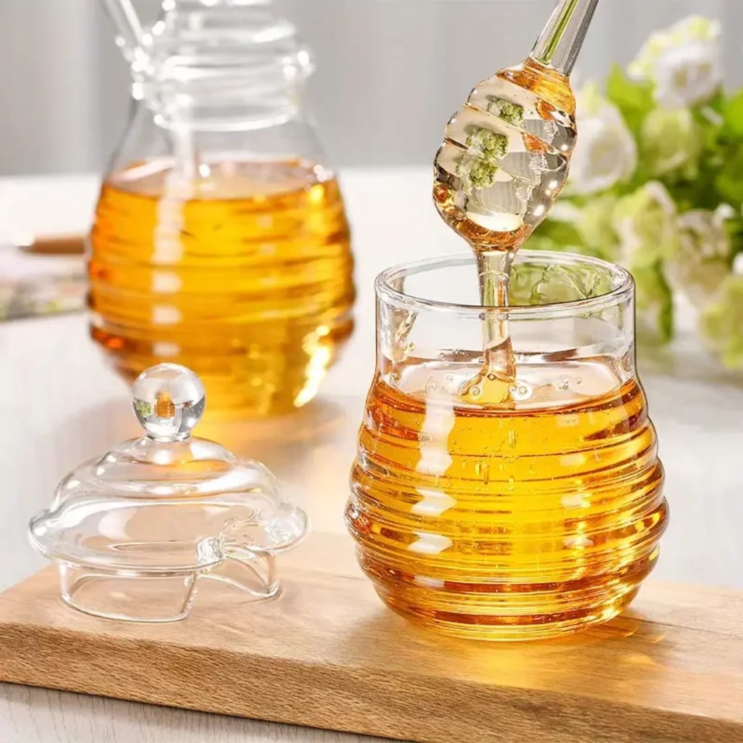 250ml Glass Honey Dispenser with Dipper