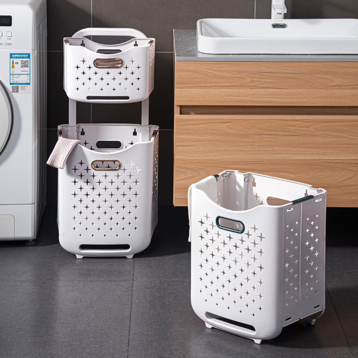2 Tier Laundry Hamper With Wheels