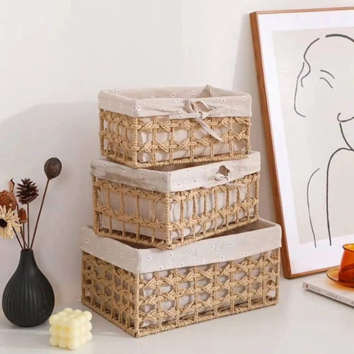 3Pcs Wicker Baskets