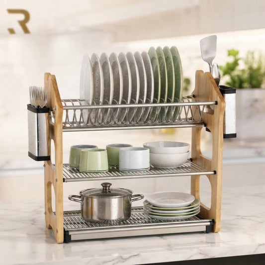 3 Layer Dish Drainer for Kitchen Counter  with cutlery Holder and Cups Holder in Nairobi Gem Home Accessories 