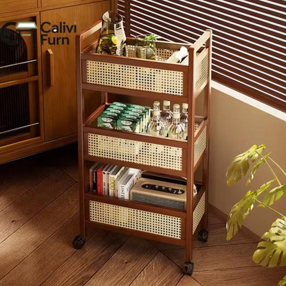 3 Tier Bamboo Slim Organiser Trolley