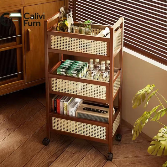 3 Tier Bamboo Slim Organiser Trolley