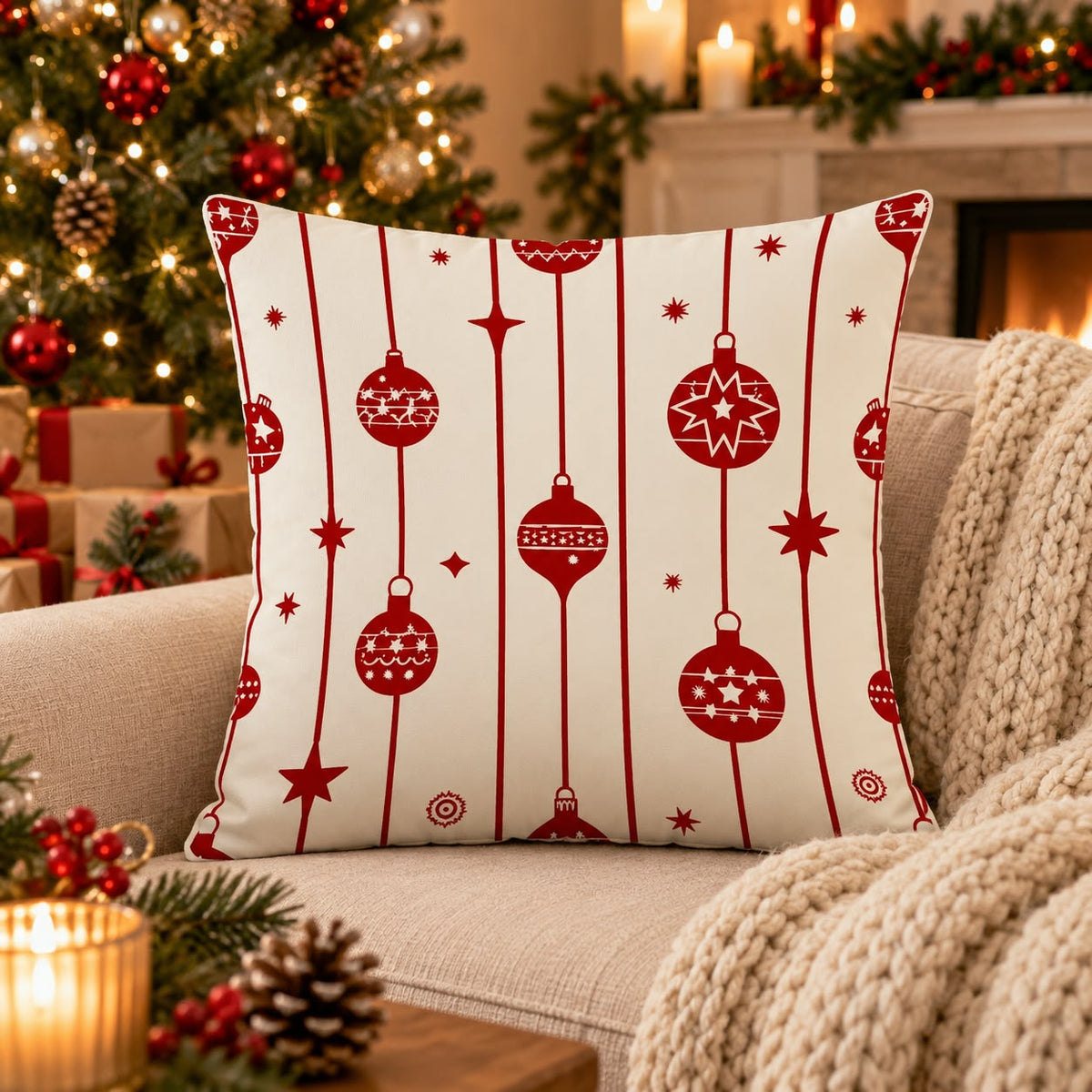 4Pc Set Christmas Cushion Cover 45x45Cm