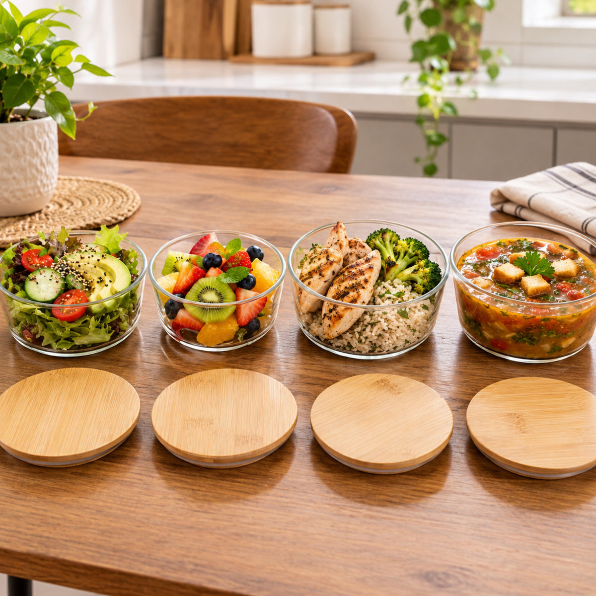 4 In 1 Round Borosilicate Glass Container Set