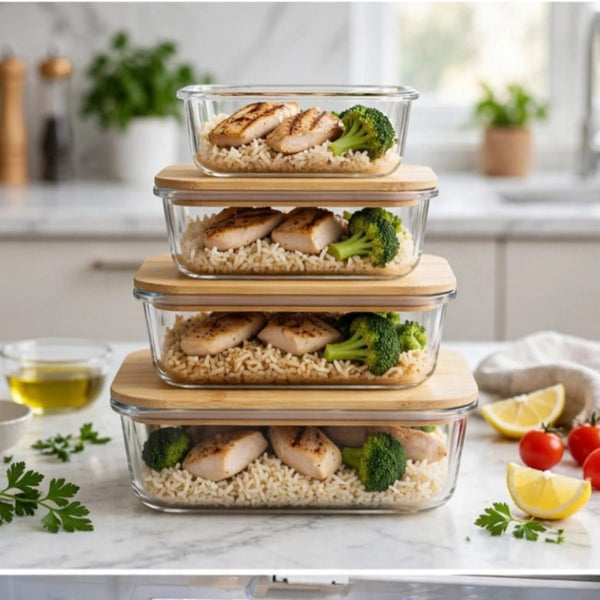 4 In 1 Square Borosilicate Glass Container Set