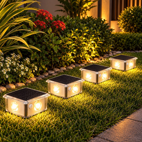 4Pc Multipurpose Outdoor Solar Lights | Solar Wall Lights | Stairway Lights & Solar Garden Ground Lights